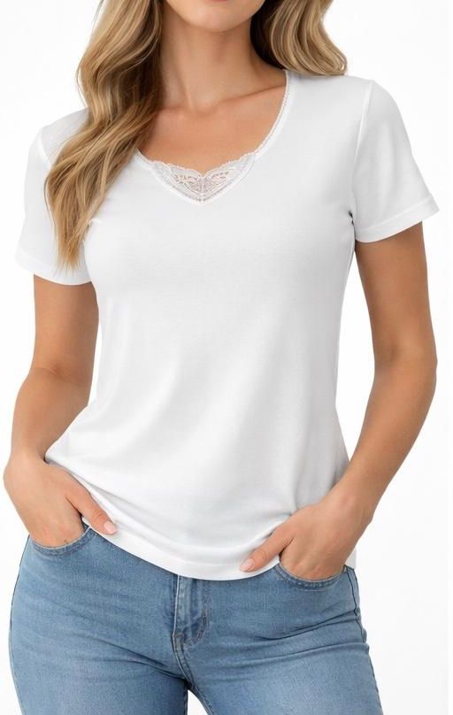 GARDENIA — Maglia Donna Mezza Manica in Cotone con Ricamo