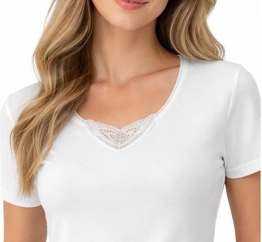 GARDENIA — Maglia Donna Mezza Manica in Cotone con Ricamo