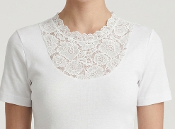 PEONIA — Canottiera Donna in Cotone Pettinato a Coste con Pizzo