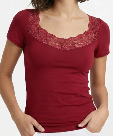 ERICA — Maglia Intima in Cotone Pettinato con Pizzo | Lotto da 2