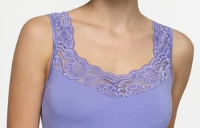 IRIS — Canottiera Donna in Cotone Pettinato con Pizzo