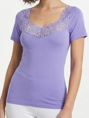 ERICA — Maglia Intima in Cotone Pettinato con Pizzo | Lotto da 2