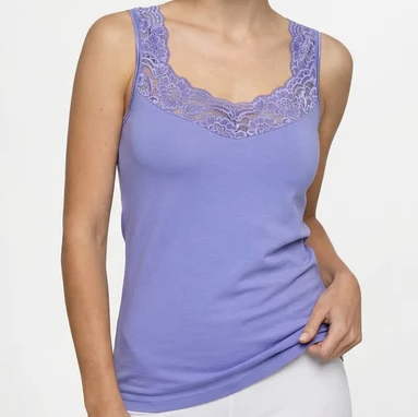IRIS — Canottiera Donna in Cotone Pettinato con Pizzo