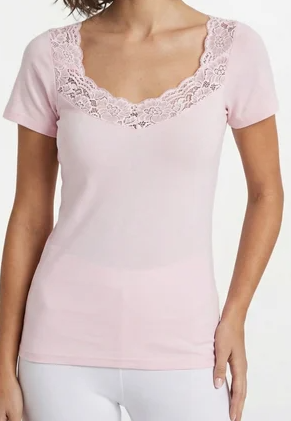ERICA — Maglia Intima in Cotone Pettinato con Pizzo | Lotto da 2